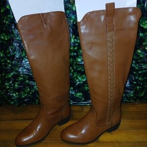 Brown Leather Knee-High Boots